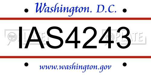 IAS4243 District Of Columbia License Plate
