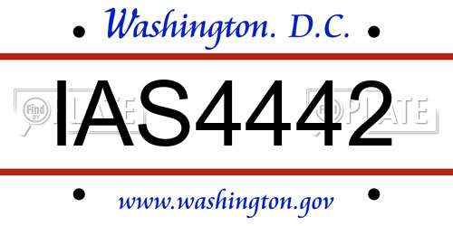 IAS4442 District Of Columbia License Plate