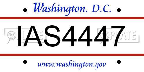 IAS4447 District Of Columbia License Plate