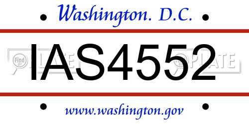 IAS4552 District Of Columbia License Plate