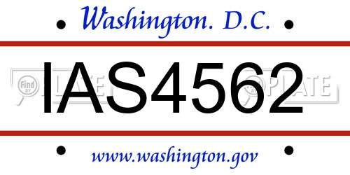 IAS4562 District Of Columbia License Plate