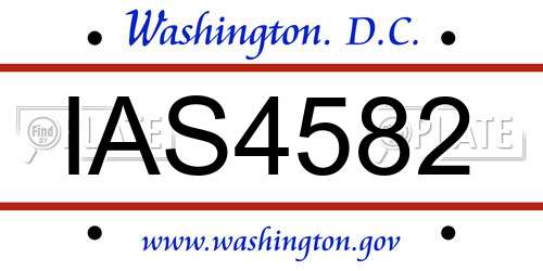 IAS4582 District Of Columbia License Plate