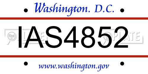 IAS4852 District Of Columbia License Plate