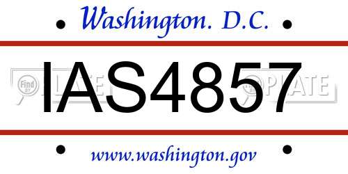 IAS4857 District Of Columbia License Plate