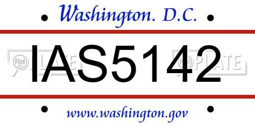 IAS5142 District Of Columbia License Plate