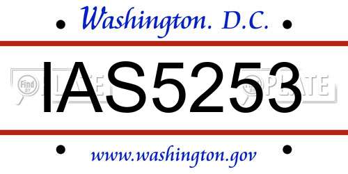 IAS5253 District Of Columbia License Plate