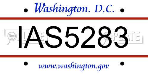 IAS5283 District Of Columbia License Plate