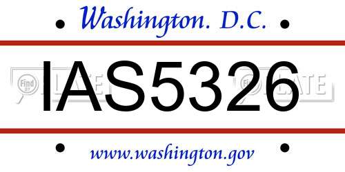 IAS5326 District Of Columbia License Plate