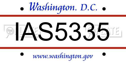 IAS5335 District Of Columbia License Plate