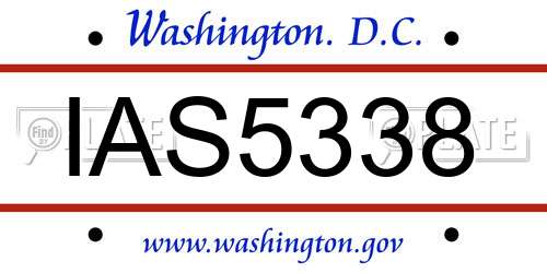 IAS5338 District Of Columbia License Plate