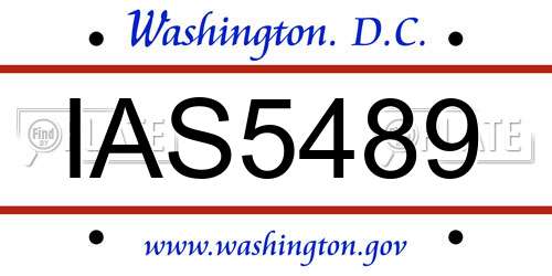 IAS5489 District Of Columbia License Plate