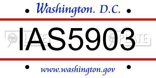 IAS5903 District Of Columbia License Plate