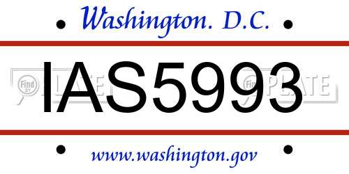 IAS5993 District Of Columbia License Plate