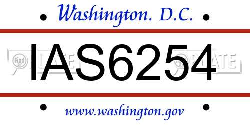 IAS6254 District Of Columbia License Plate