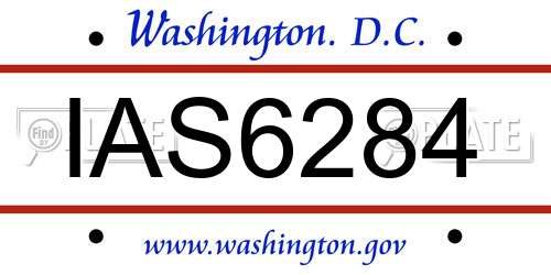 IAS6284 District Of Columbia License Plate