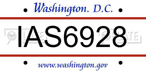 IAS6928 District Of Columbia License Plate