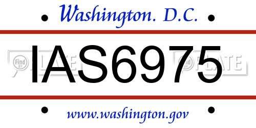 IAS6975 District Of Columbia License Plate