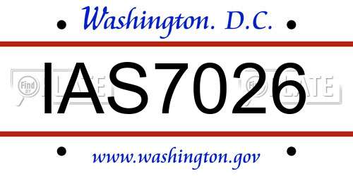 IAS7026 District Of Columbia License Plate
