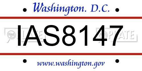IAS8147 District Of Columbia License Plate