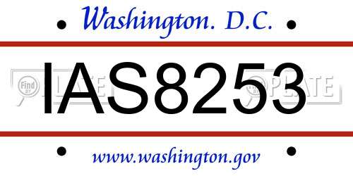 IAS8253 District Of Columbia License Plate