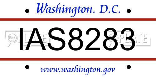 IAS8283 District Of Columbia License Plate