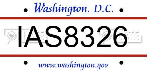 IAS8326 District Of Columbia License Plate