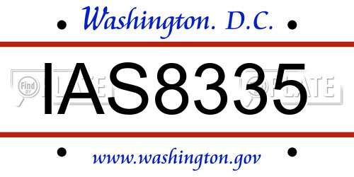 IAS8335 District Of Columbia License Plate