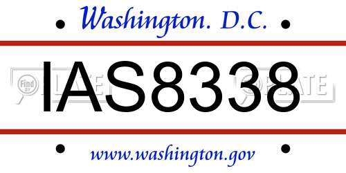 IAS8338 District Of Columbia License Plate