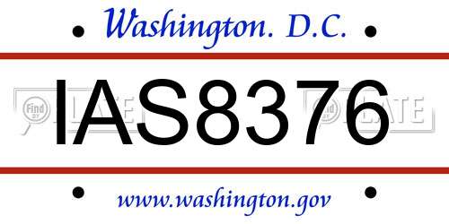 IAS8376 District Of Columbia License Plate