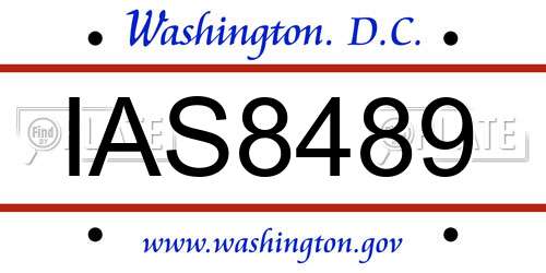 IAS8489 District Of Columbia License Plate