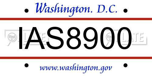 IAS8900 District Of Columbia License Plate