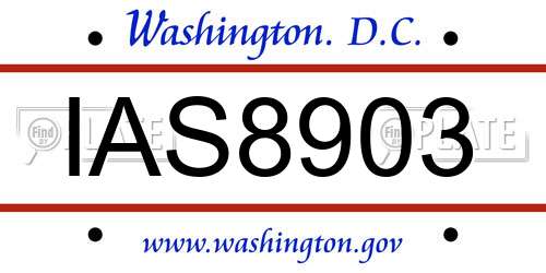 IAS8903 District Of Columbia License Plate