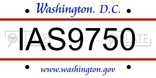 IAS9750 District Of Columbia License Plate