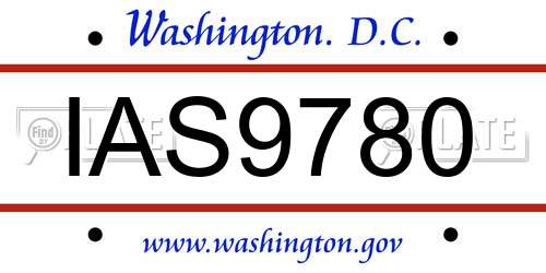 IAS9780 District Of Columbia License Plate