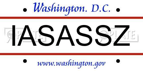 IASASSZ District Of Columbia License Plate
