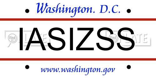 IASIZSS District Of Columbia License Plate