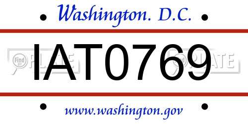 IAT0769 District Of Columbia License Plate