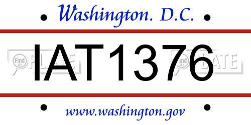 IAT1376 District Of Columbia License Plate