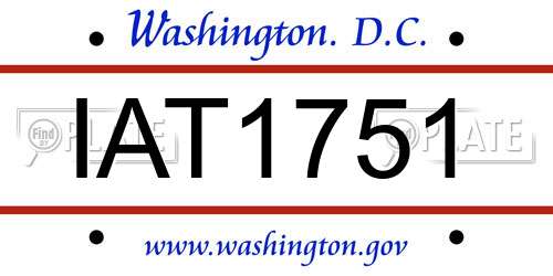 IAT1751 District Of Columbia License Plate