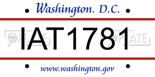 IAT1781 District Of Columbia License Plate