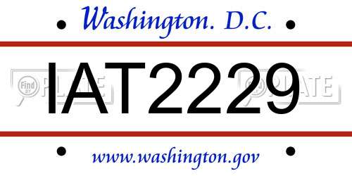 IAT2229 District Of Columbia License Plate