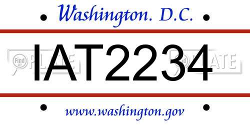 IAT2234 District Of Columbia License Plate