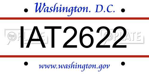 IAT2622 District Of Columbia License Plate