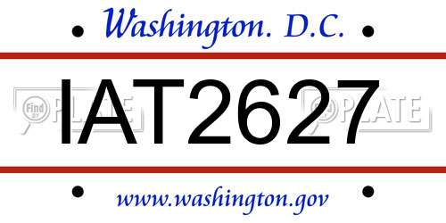 IAT2627 District Of Columbia License Plate