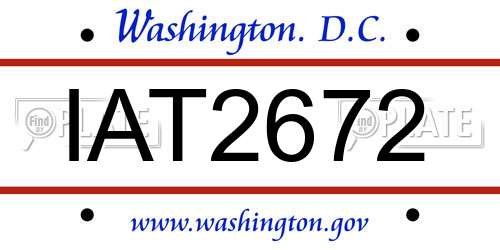 IAT2672 District Of Columbia License Plate