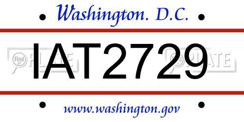 IAT2729 District Of Columbia License Plate