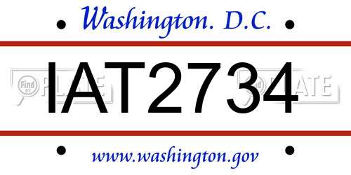 IAT2734 District Of Columbia License Plate