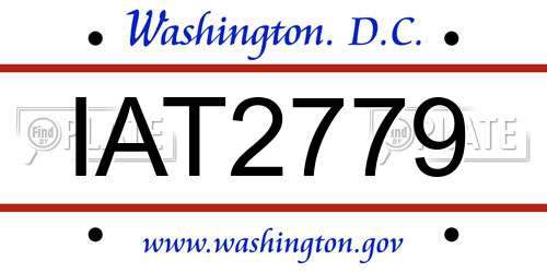 IAT2779 District Of Columbia License Plate