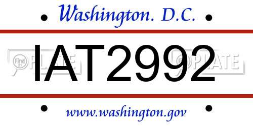 IAT2992 District Of Columbia License Plate