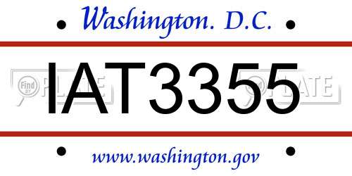 IAT3355 District Of Columbia License Plate
